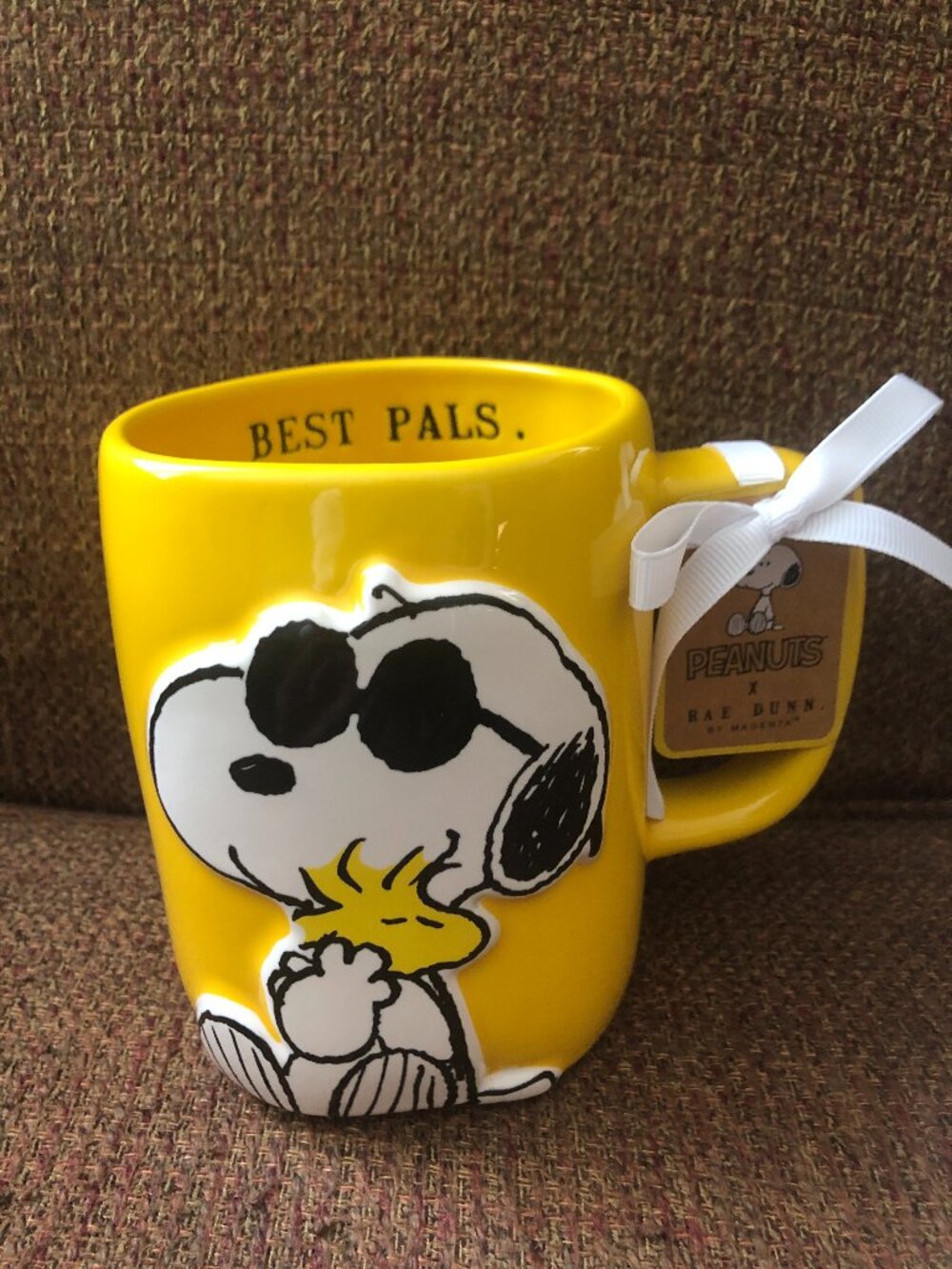 NWT Rae Dunn Peanuts Snoopy & Woodstock "Best Pals" Bright Yellow Mug